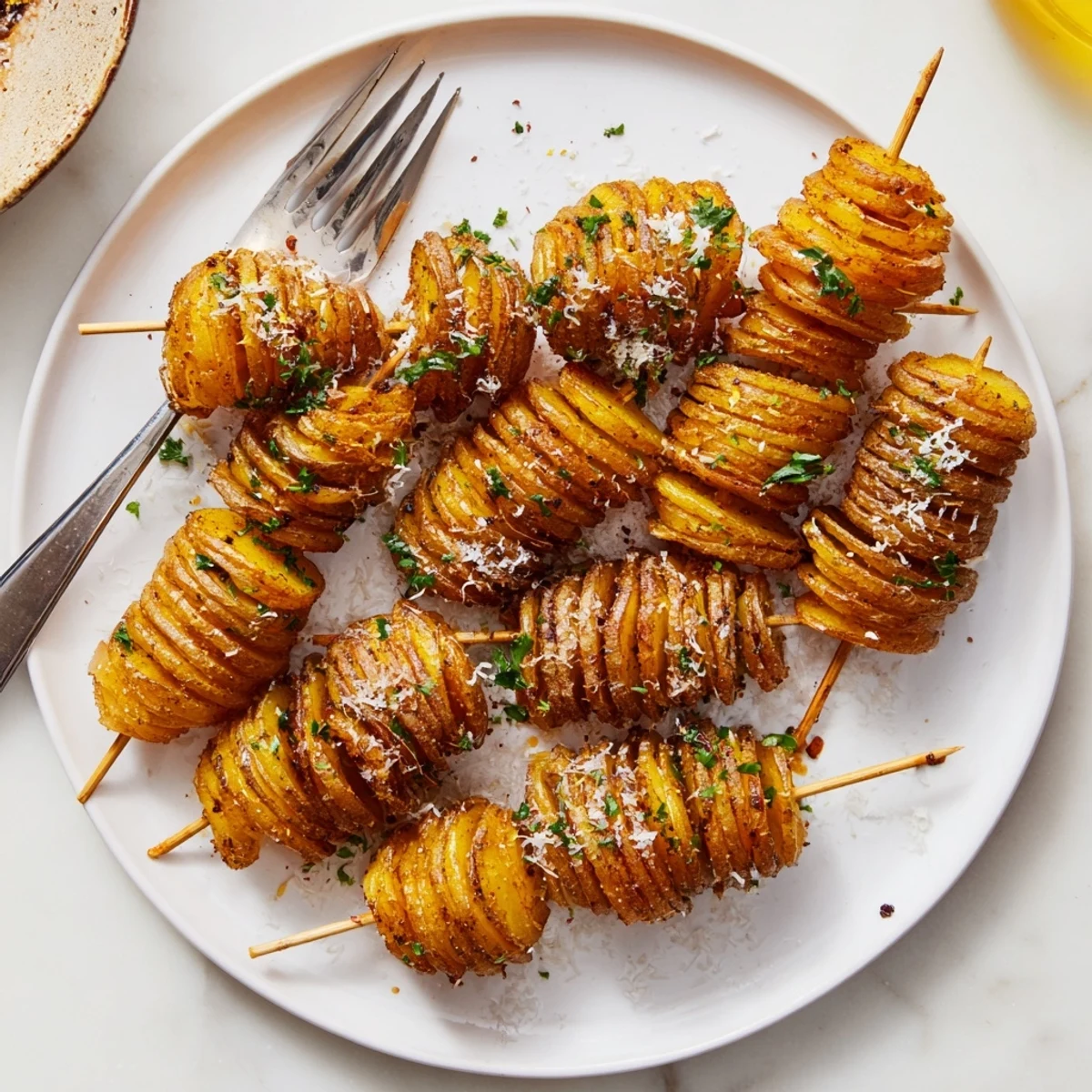 Irresistibly crispy air-fryer tornado potatoes, served with tangy dipping sauces.