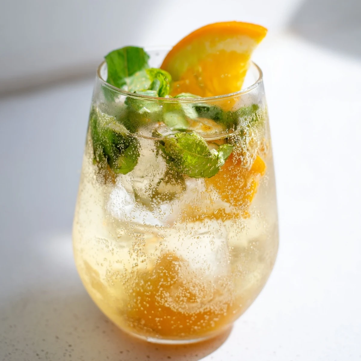 Chilled probiotic soda mocktail featuring bright citrus flavors, ideal for gut-friendly sipping.