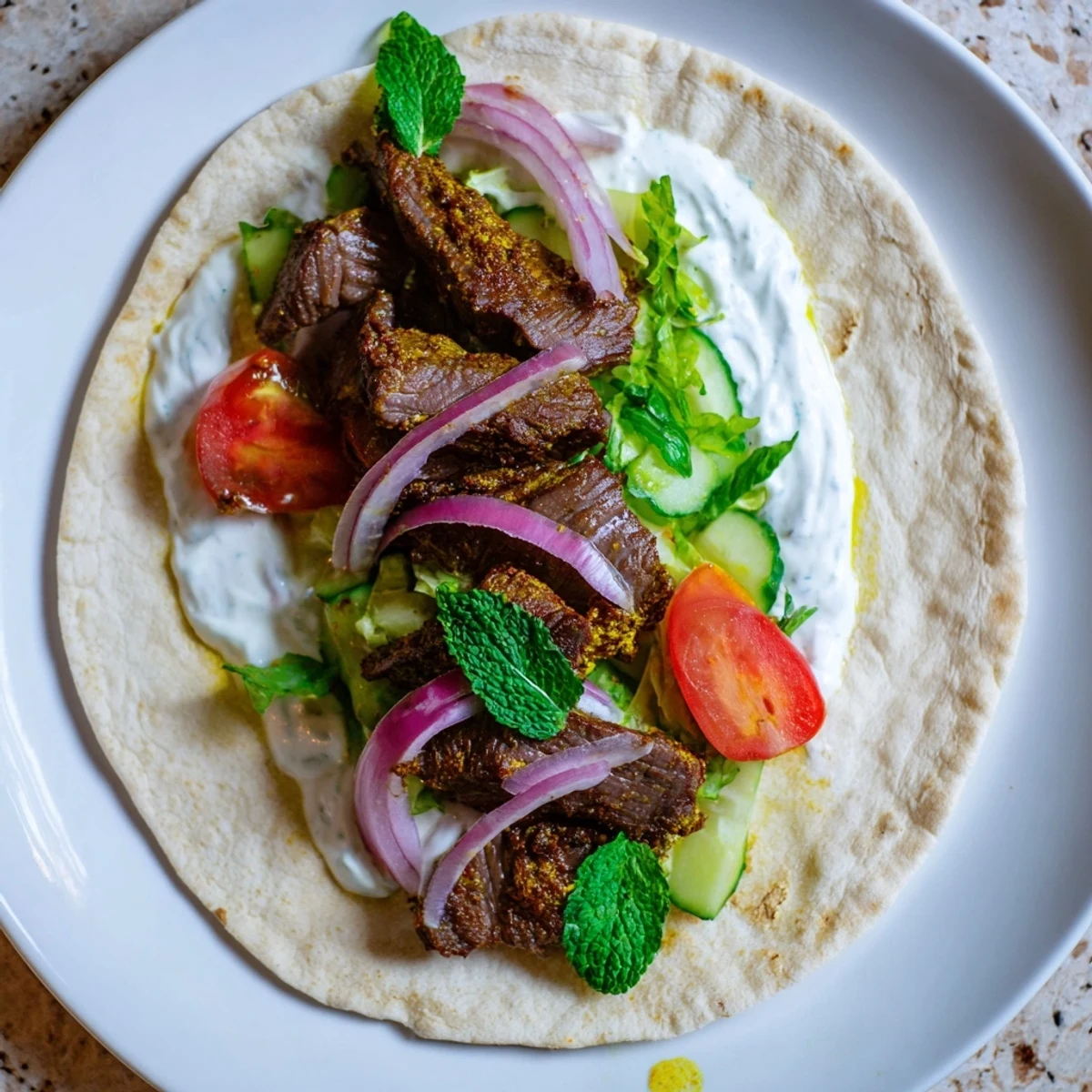 Beef Shawarma Wraps Creamy Yogurt