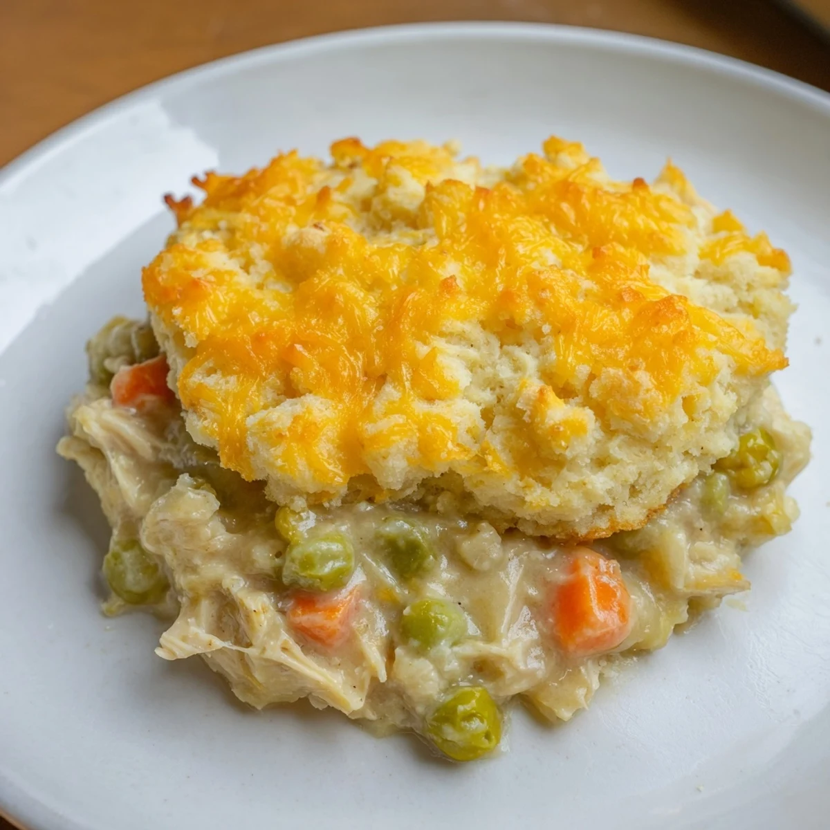 One-Pan Chicken Cobbler showcasing a savory comfort food blend of chicken, vegetables, and cheesy biscuits.