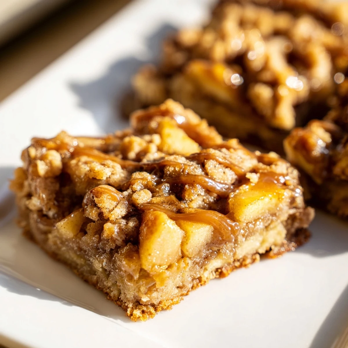 Warm, gooey Caramel Apple Cookie Bars with a golden crust, ready to enjoy this fall.