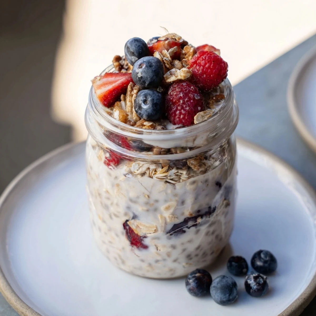 Layered Overnight Oats in Jars, creamy and ready to eat, perfect for meal prepping.