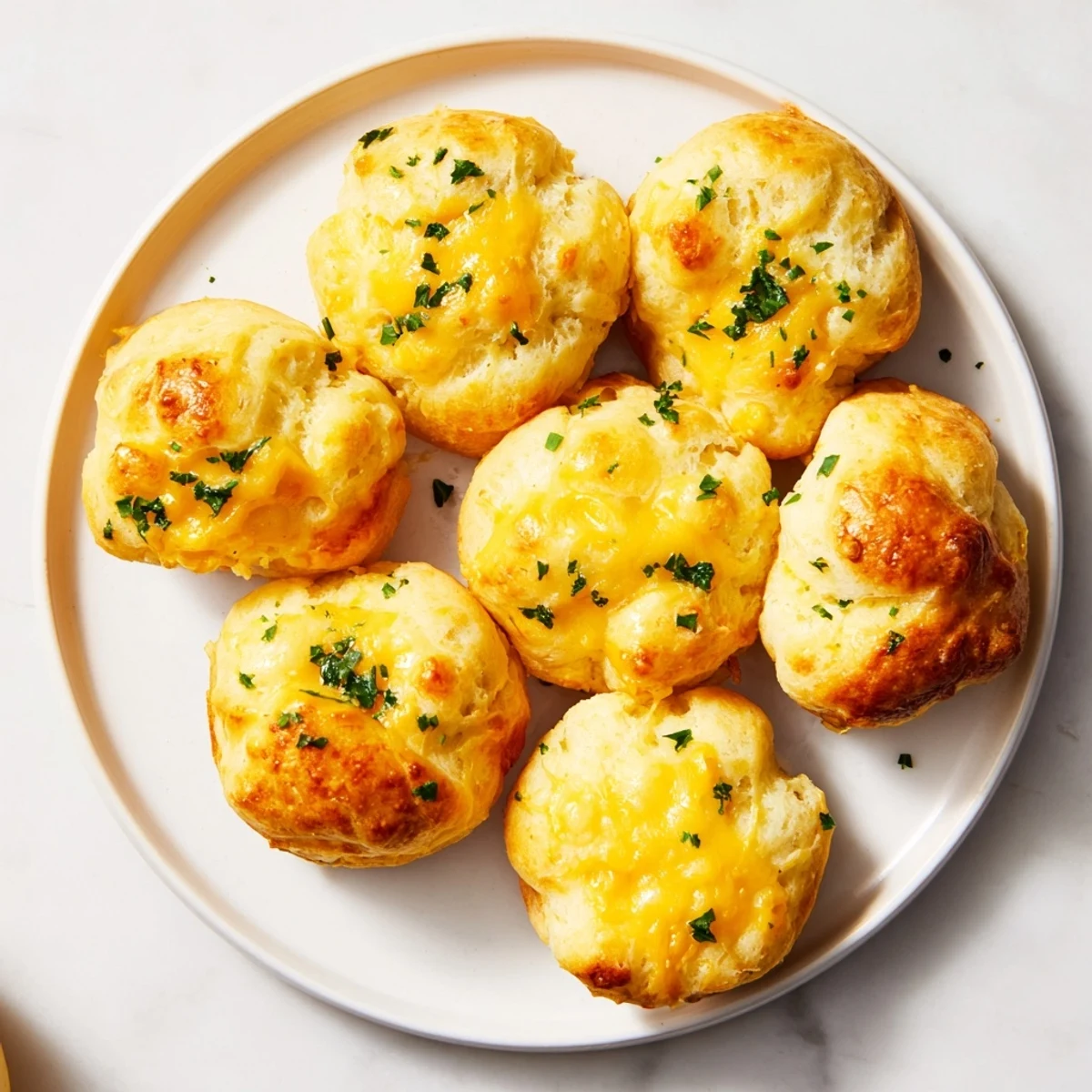 Golden-brown Mini Cheddar Bay Biscuit Pull-Aparts, warm from the oven, ready to share with friends.