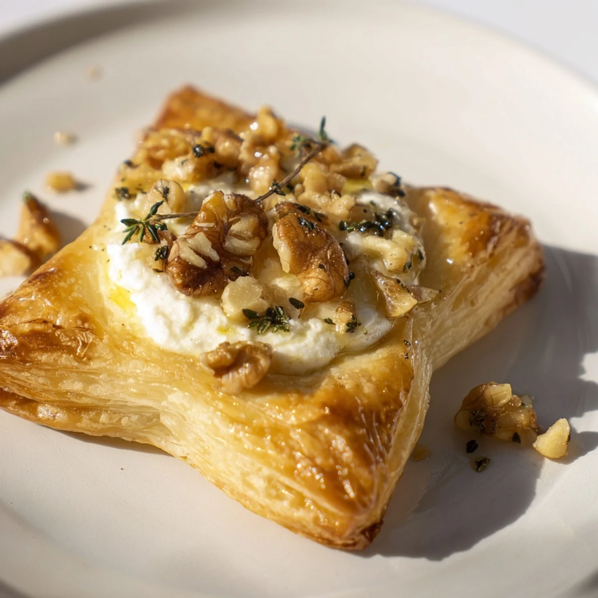 A serving of elegant Starry Night New Years Appetizers showcasing the blueberry brie crostini's festive design.