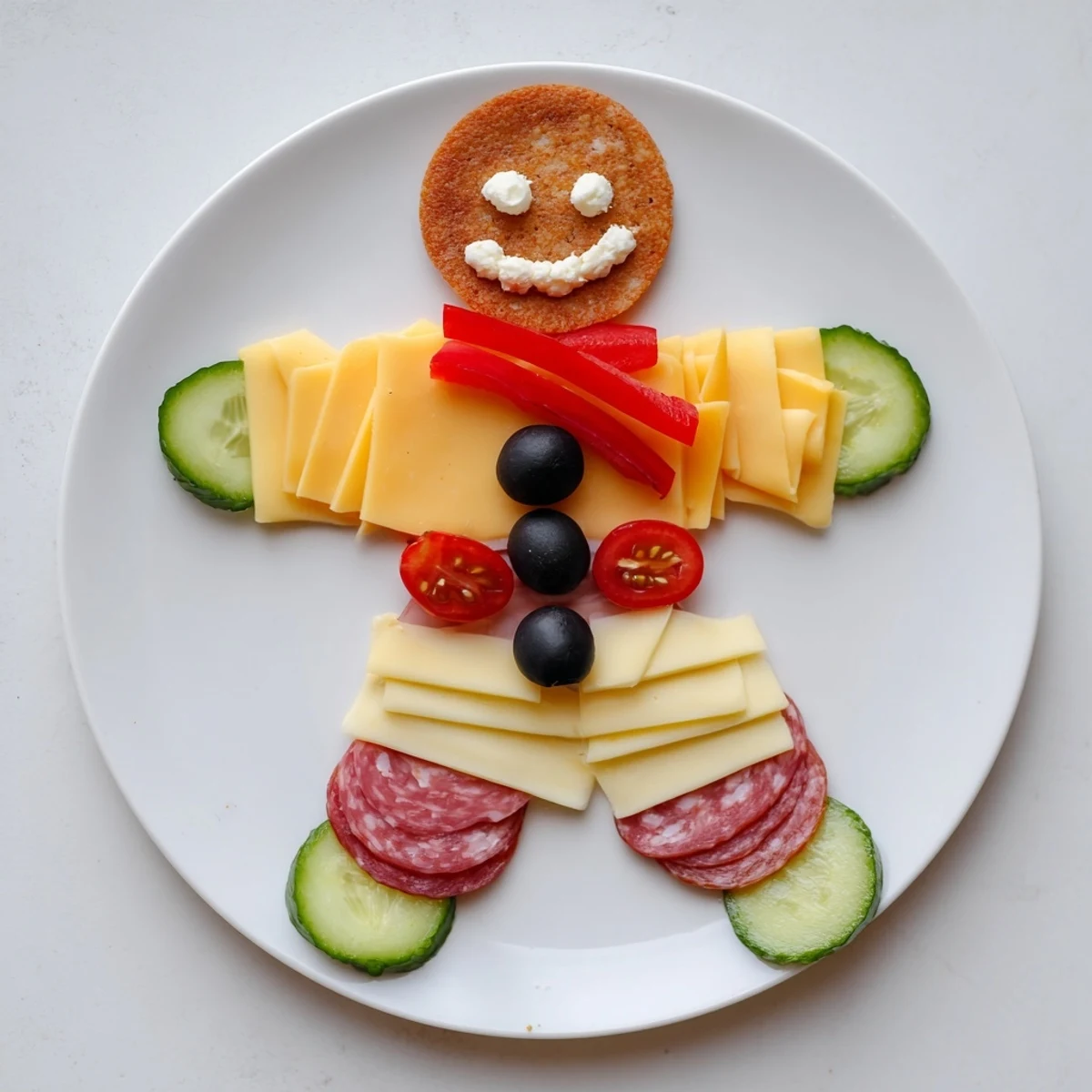 Gingerbread Man Savory Charcuterie: A festive meat and cheese board perfect for holiday entertaining with cheerful presentation.