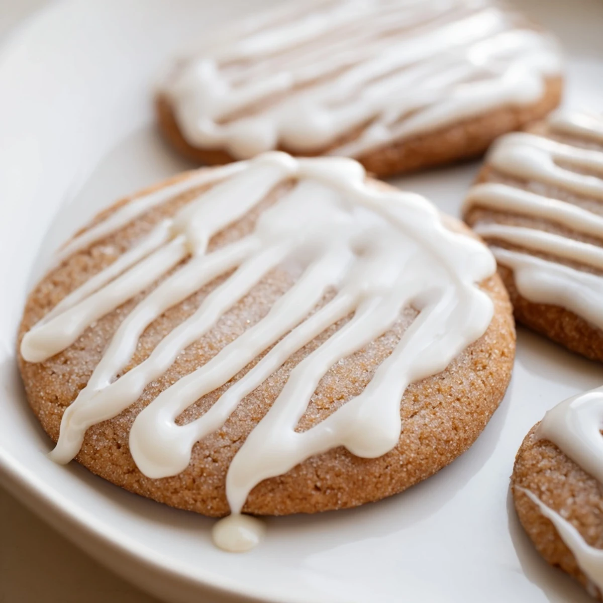 Buttery, golden Holiday Cookies with Icing Drizzle, decorated with a sweet, colorful glaze, ready to enjoy.
