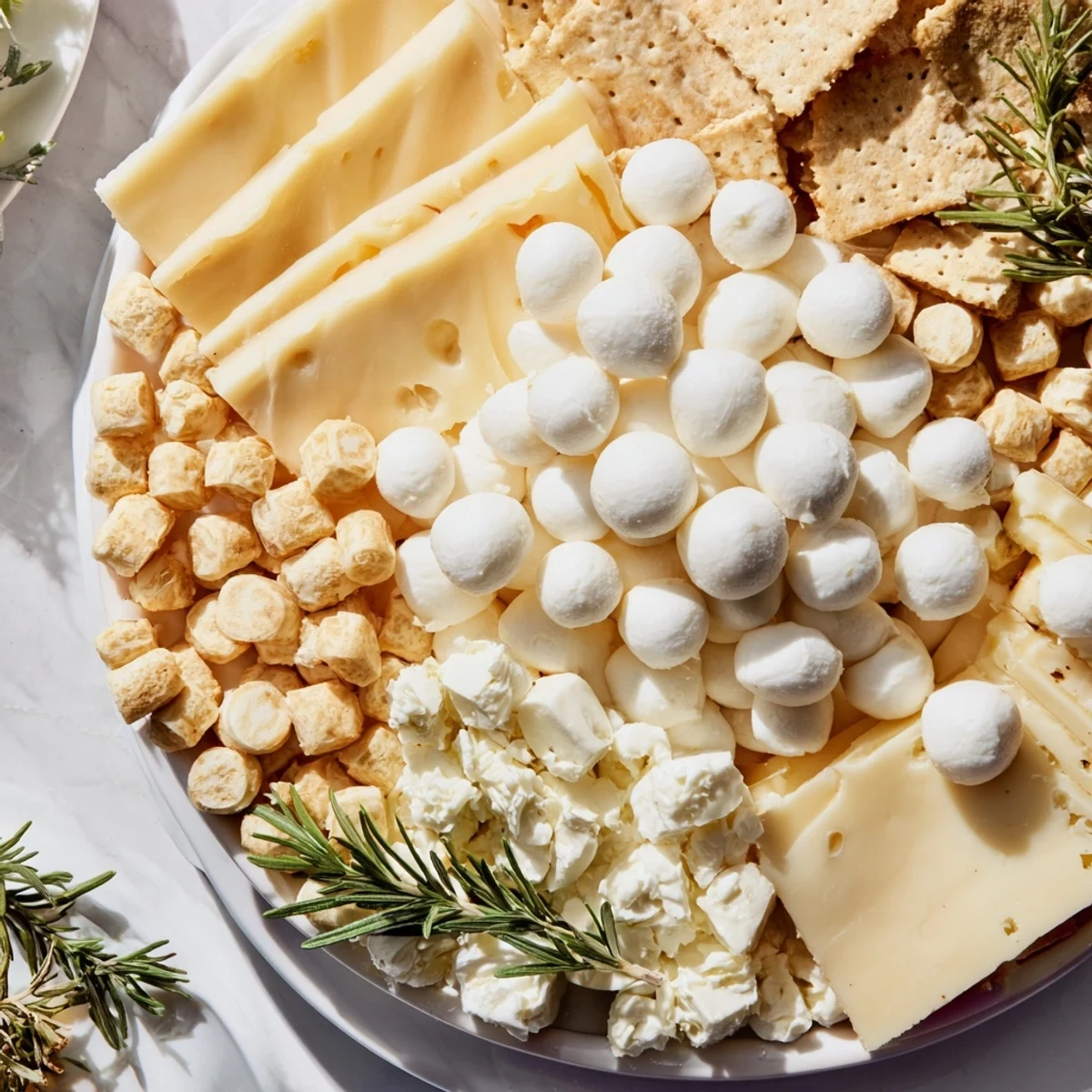 Colorful Santa's Beard and Hat Board, with cured meats forming a bright hat, and soft cheeses for a beard.