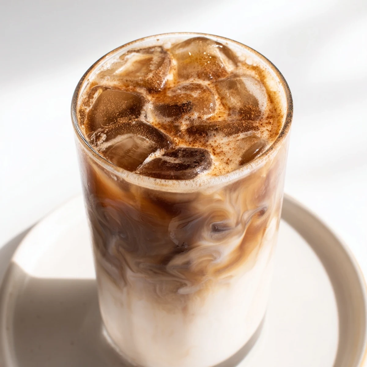 Creamy Proffee Power Blend, a chilled iced coffee, swirled with protein shake, is ready to invigorate your morning.