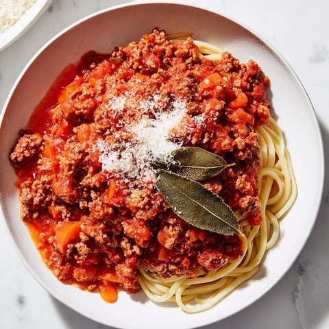 Steaming bowl of Classic Tuscan Ragu, rich meat sauce bubbling, ready to be served over pasta.