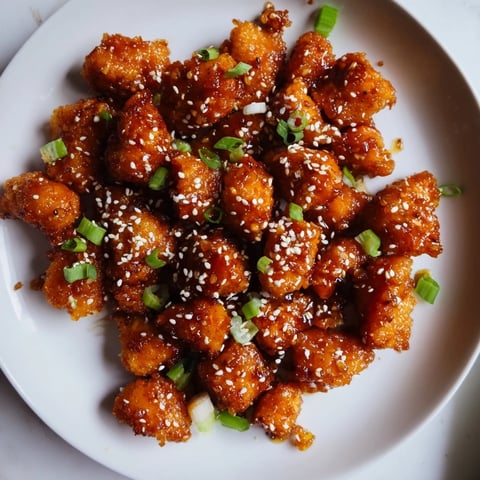 Golden, crispy Honey-Sriracha Chicken Bites glistening, ready to be tossed in their sweet, spicy sauce.