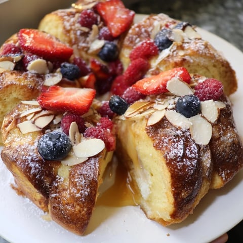 Golden-brown Custard Toast with glistening berries offers a delicious, easy breakfast or brunch recipe.