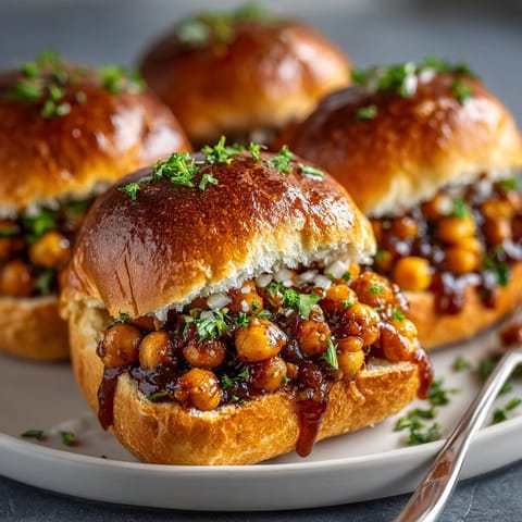 Delicious, smoky BBQ Chickpea Sloppy Joes recipe: a simple, flavorful vegetarian weeknight dinner.