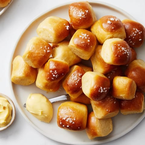 Deliciously warm Holiday Snack Pretzel Bites paired with rich, umami miso butter.  