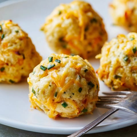 Cheesy muffin balls with jalapeños, perfect for appetizers or spicy snack cravings.  