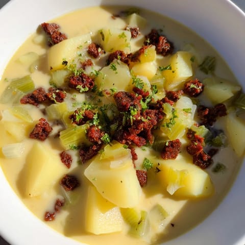 Potato Leek Chorizo Soup
