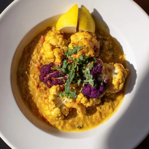Red Cabbage Cauliflower Dhal