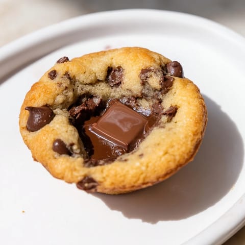Golden-topped Air Fryer Gooey Cookie Cups; imagine the rich, flowing chocolate filling inside.