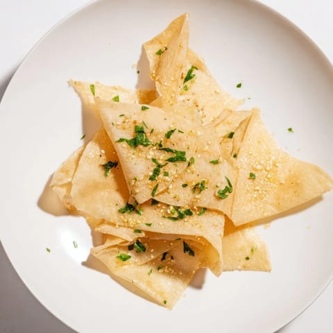 Enjoy the irresistible crunch of these homemade garlic lumpia chips, perfect with your favorite dip.