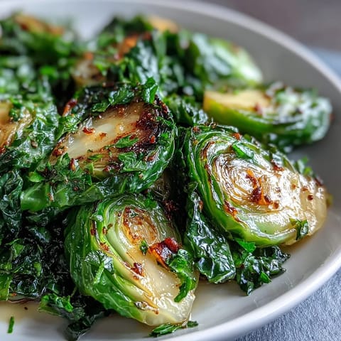 Sautéed Cabbage With Garlic and Mediterranean Spices served with lemon wedges and fresh parsley.