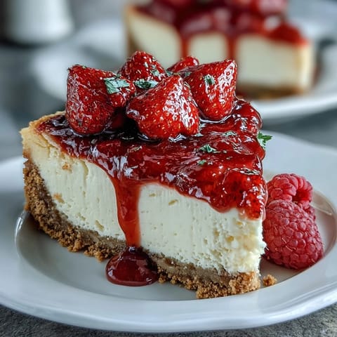 Festive no-bake cheesecake flag cake with fresh blueberries and strawberries arranged in patriotic stripes for Fourth of July celebrations.
