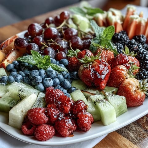 Vibrant graduation fruit table featuring fresh seasonal fruit and edible flowers, perfect for festive celebrations.