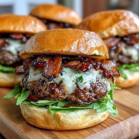 Juicy, cheesy bacon sliders are grilled to perfection for Dad's special day.
