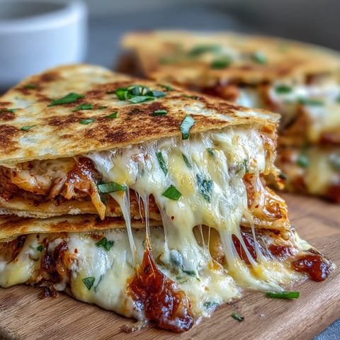 Golden Kimchi Quesadillas, melty cheese and spicy filling, a delightful quick meal.