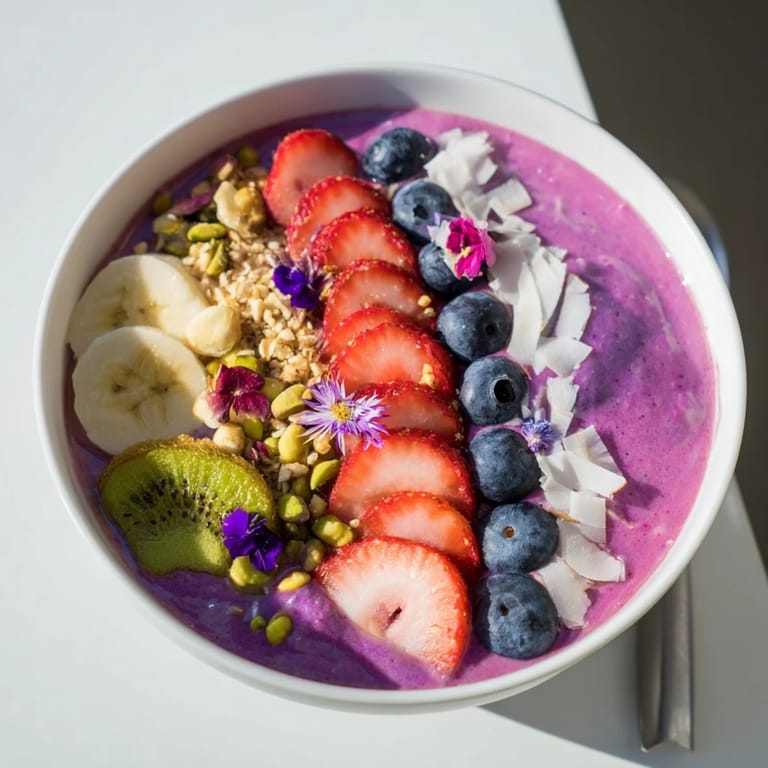 Colorful Vibrant Smoothie Bowls with Unexpected Twists, showcasing creamy textures and tropical flavors.  