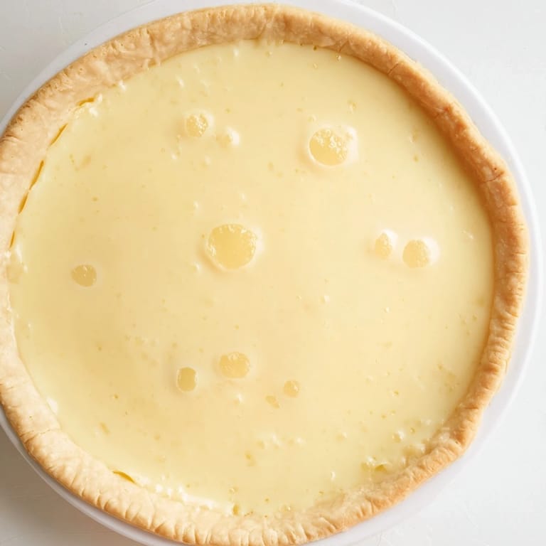 A slice of Water Pie, revealing its silky custard texture, is ready to be enjoyed.