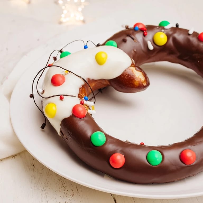 Close-up of No-Bake Pretzel Christmas Lights—crunchy pretzel sticks dipped in vibrant candy melts for a fun snack.