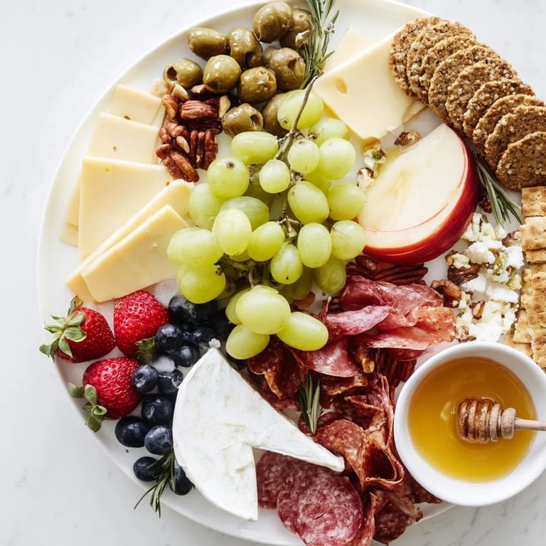A beautiful Girl Dinner charcuterie snack board showcases the cheeses, meats, and colorful accompaniments.