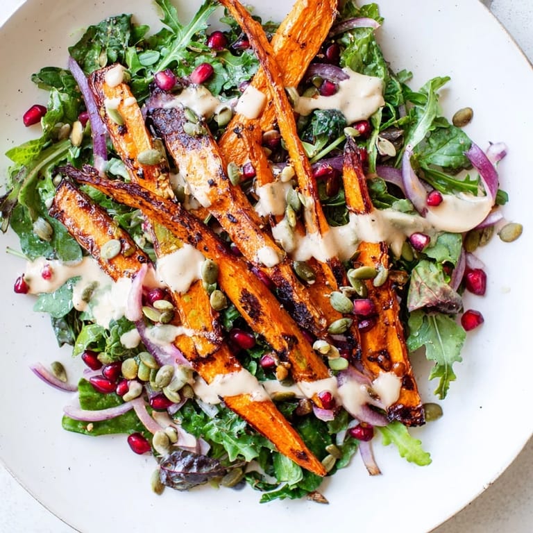 This Roasted Carrot Salad, featuring sweet roasted carrots and a tangy drizzle, looks incredibly appetizing.