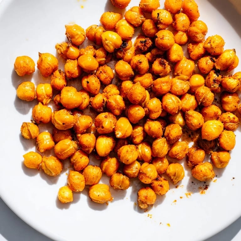 These perfectly roasted, flavorful crispy chickpea snack morsels are ready to be scooped and enjoyed.