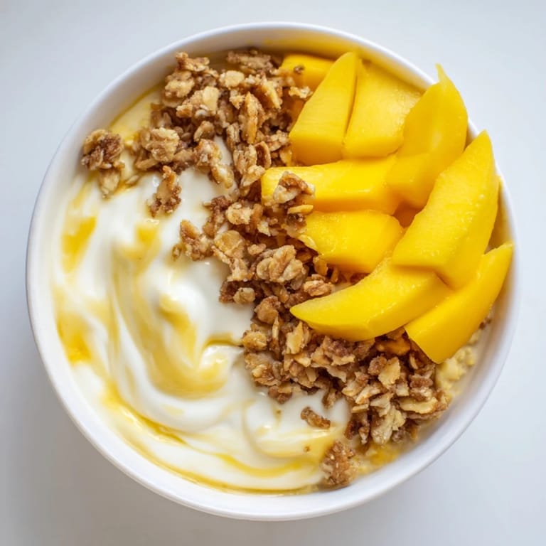 A vibrant close-up of creamy mango blended overnight oats, showcasing cool, blended textures.
