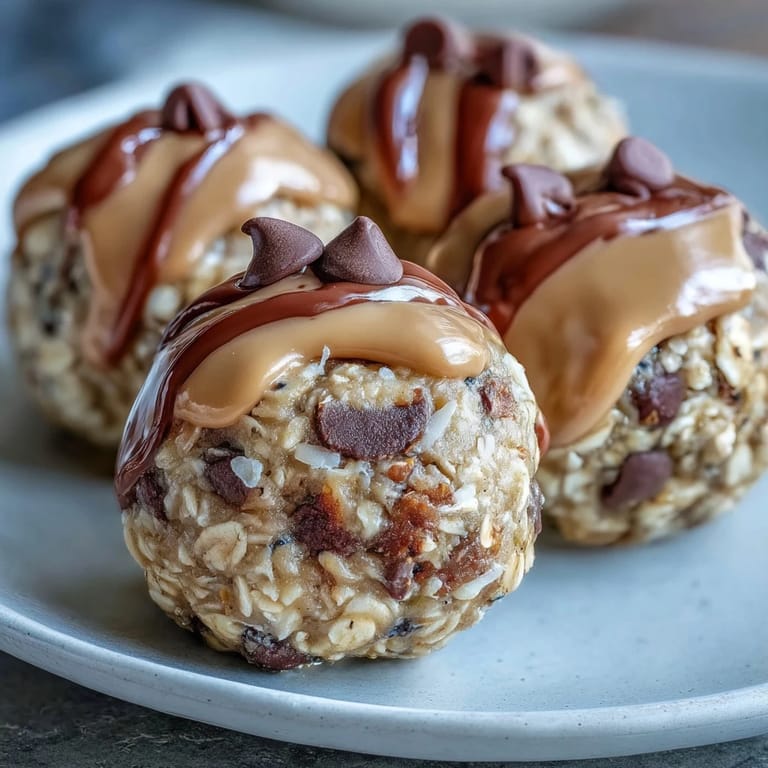 Soft and chewy no-bake oat bites loaded with peanut butter, honey, and chocolate chips, ideal for a healthy afternoon treat.