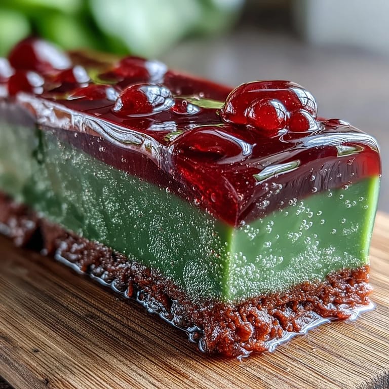 Chilled Yokan dessert artfully layered with earthy matcha and smooth red bean paste.
