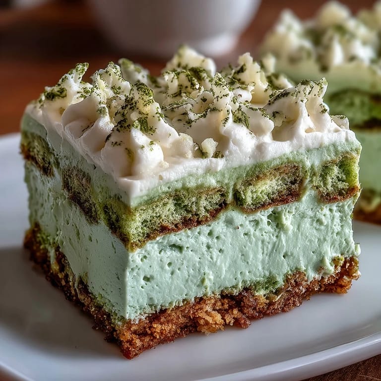 Layers of matcha-infused ladyfingers and rich mascarpone cream create an elegant Japanese twist on the classic Italian tiramisu dessert.