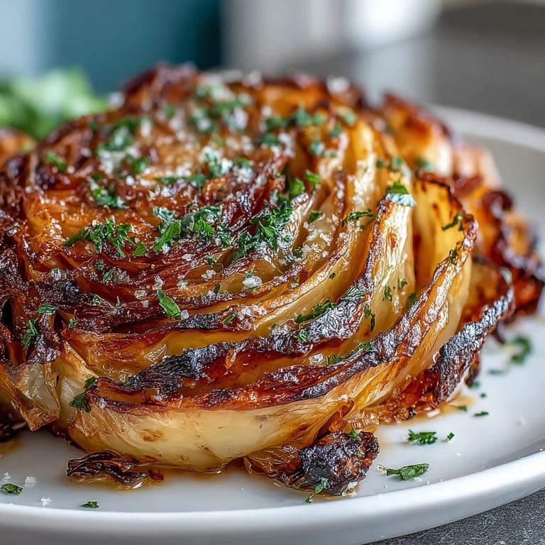 Simple, vibrant roasted cabbage steaks ready for a delicious weeknight meal.