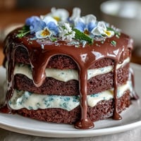 Beautiful spring floral drip cake with lemon frosting, white chocolate ganache, and edible blossoms on a vanilla sponge base.