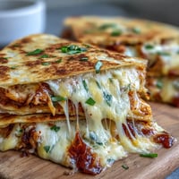Golden Kimchi Quesadillas, melty cheese and spicy filling, a delightful quick meal.
